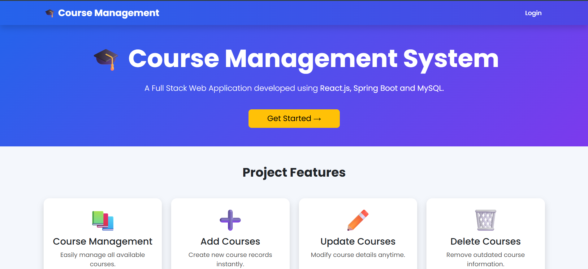 Course Management System screenshot